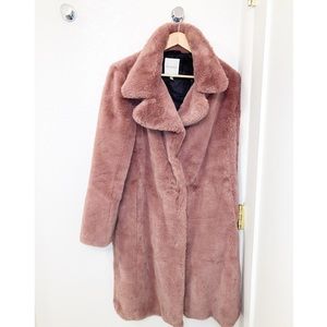 NWOT AVEC LES FILLES Modern Royalty Faux Fur Teddy Trench Mauve SZ: Medium